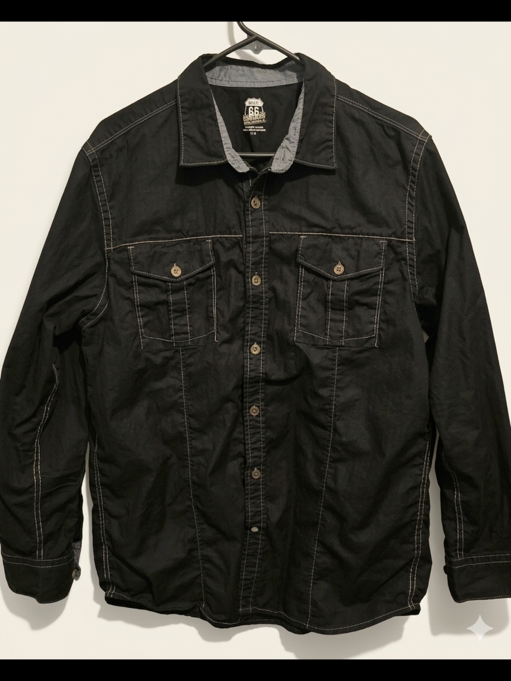 Route 66 Black Button-Front Shirt